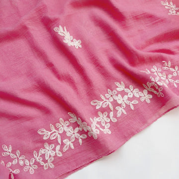 Floral Embroidery Hijab Pink