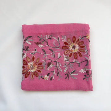 Floral Embroidery Hijab Pink