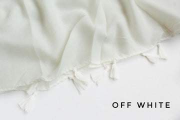Tassel Hijab Off White
