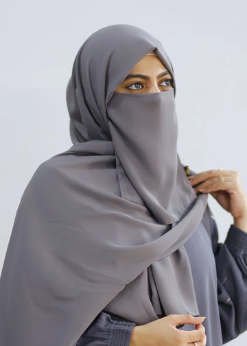 Hijab & Niqab Set Grey
