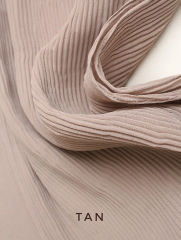 Pleated Georgette Hijab Tan