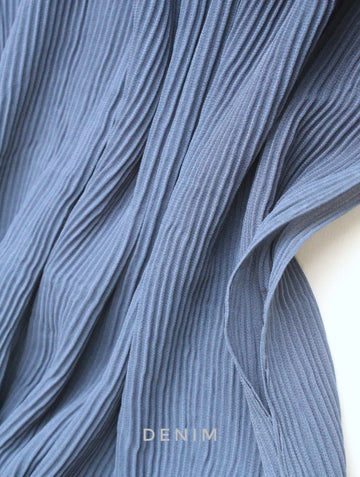 Pleated Georgette Hijab Denim