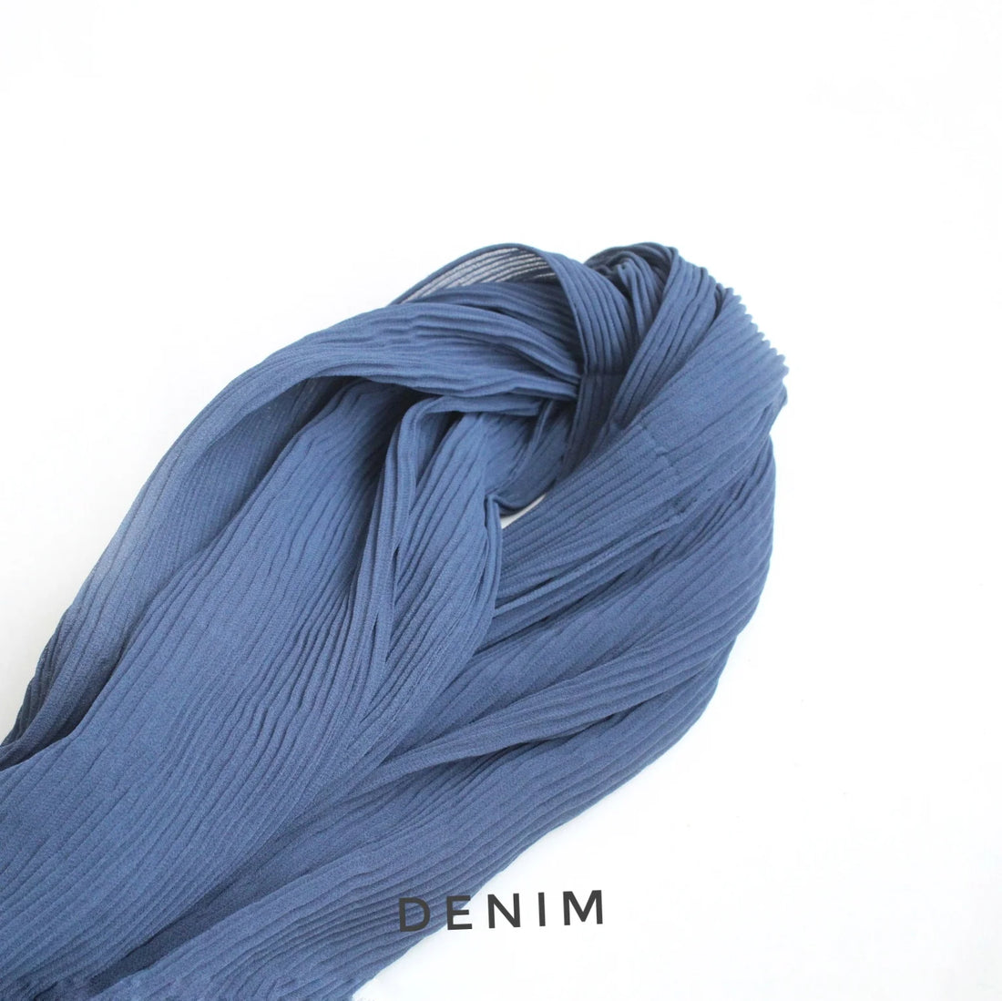 Pleated Georgette Hijab Denim