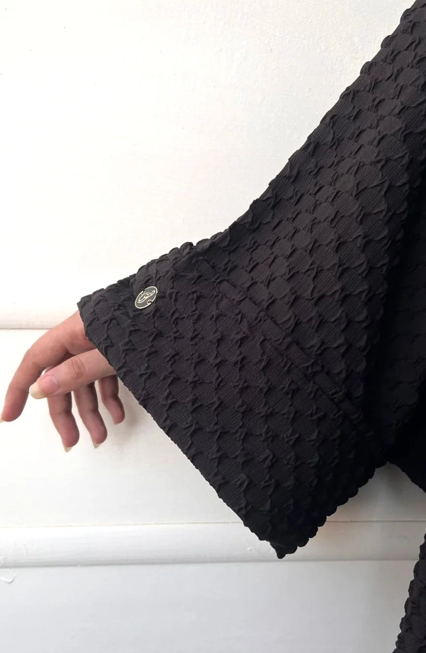 Textured Black Kimono