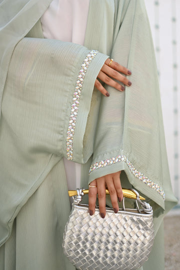 Amani Shine Abaya Green