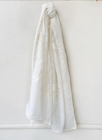White Embroidery Hijab